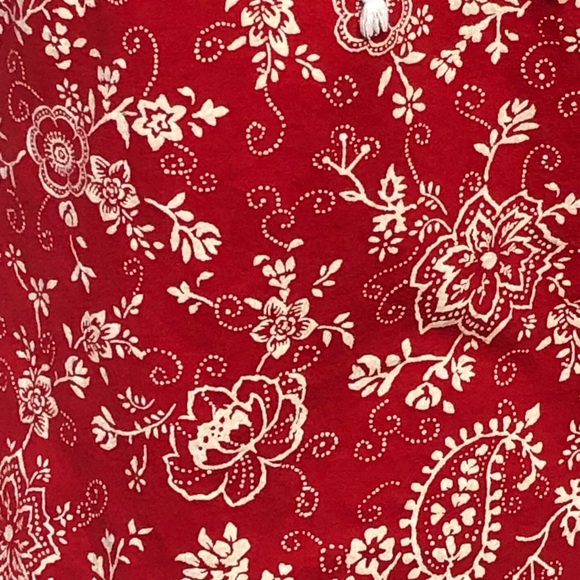 ⭐️ Lauren Jeans by Ralph Lauren Red Blouse White Floral Print with Tie - MEDIUM - Picture 5 of 12
